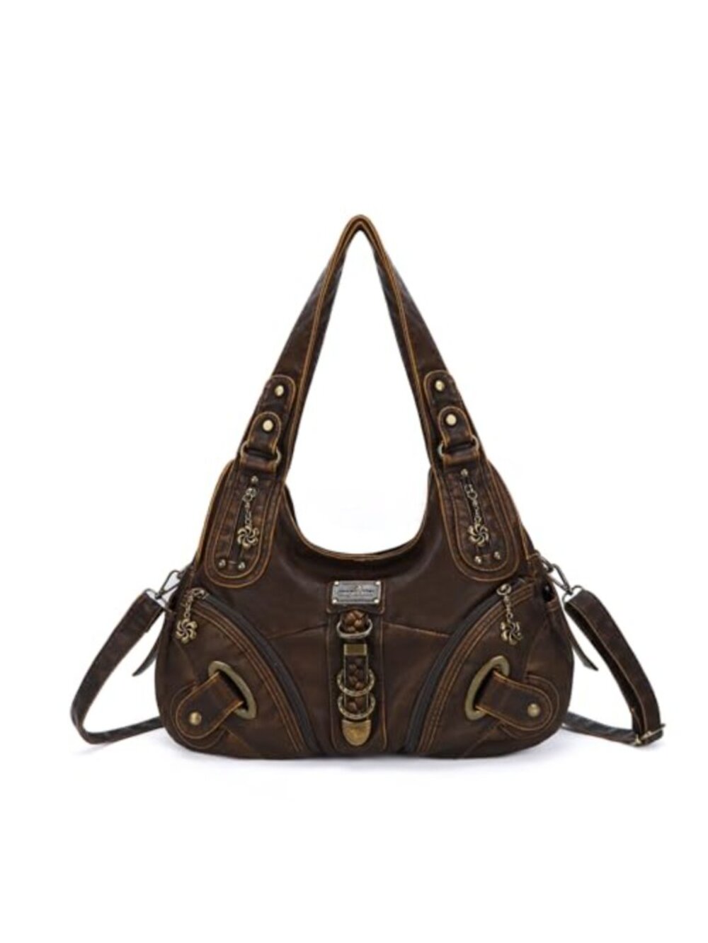 Angel Kiss PU Leather Hobo Shoulder Bag Top Handle Crossbody Purse